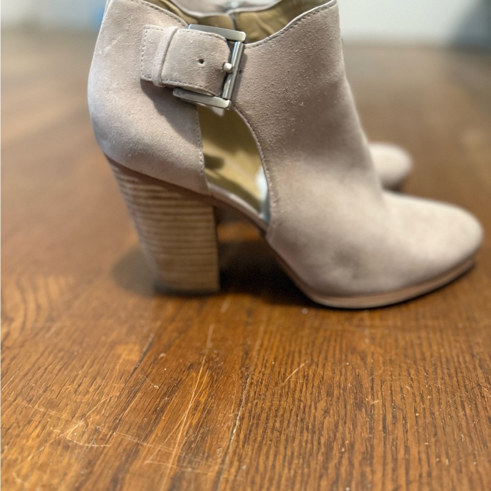 KORS Michael Kors Tan Heeled Boots with Buckle Detail